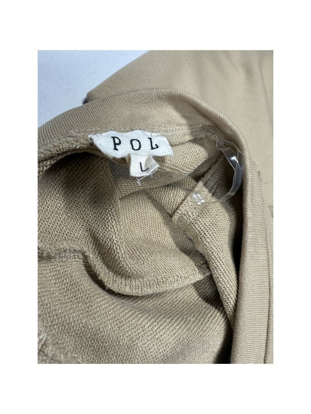 POL TKT622 Criss Cross Open Back French Terry Sweatshirt Tan L - Picture 11 of 13
